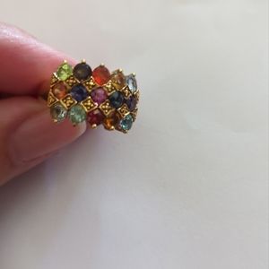 Gold Over Sterling & Unknown Gemstone Ring Designer Karis Stamped